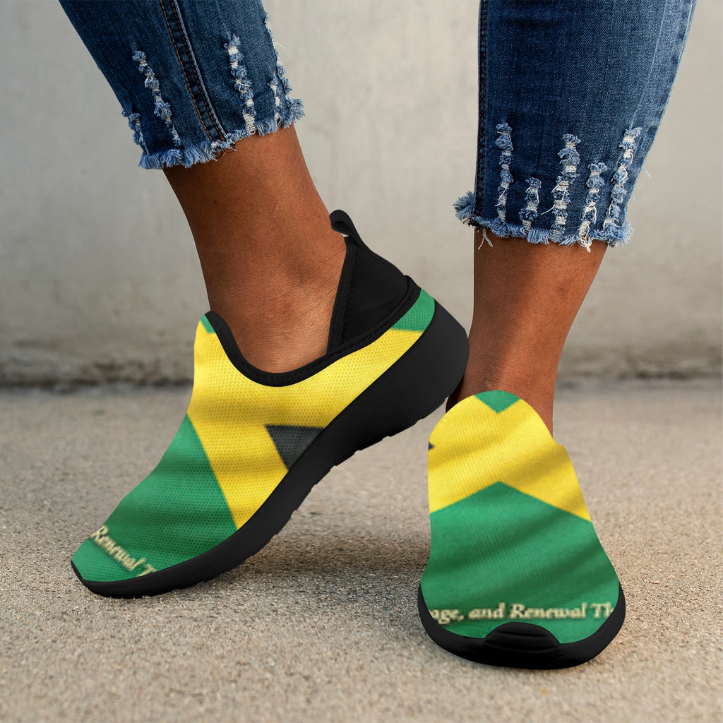 Jamaican Flag Fly Weave Sneakers Drop-in-Heel for Women(Model 02002)