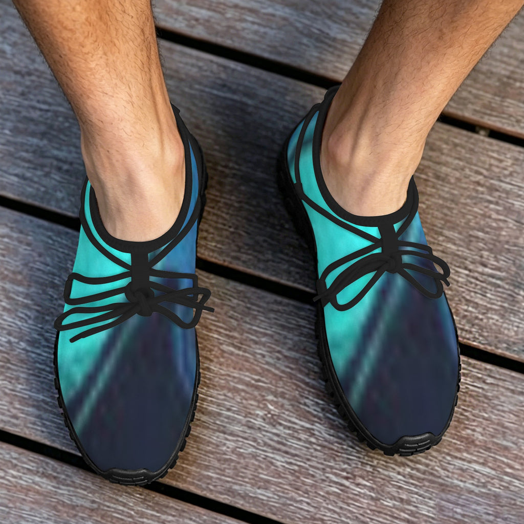 Men's Custom Print Fitness Shoes with Shoelaces – (Black)