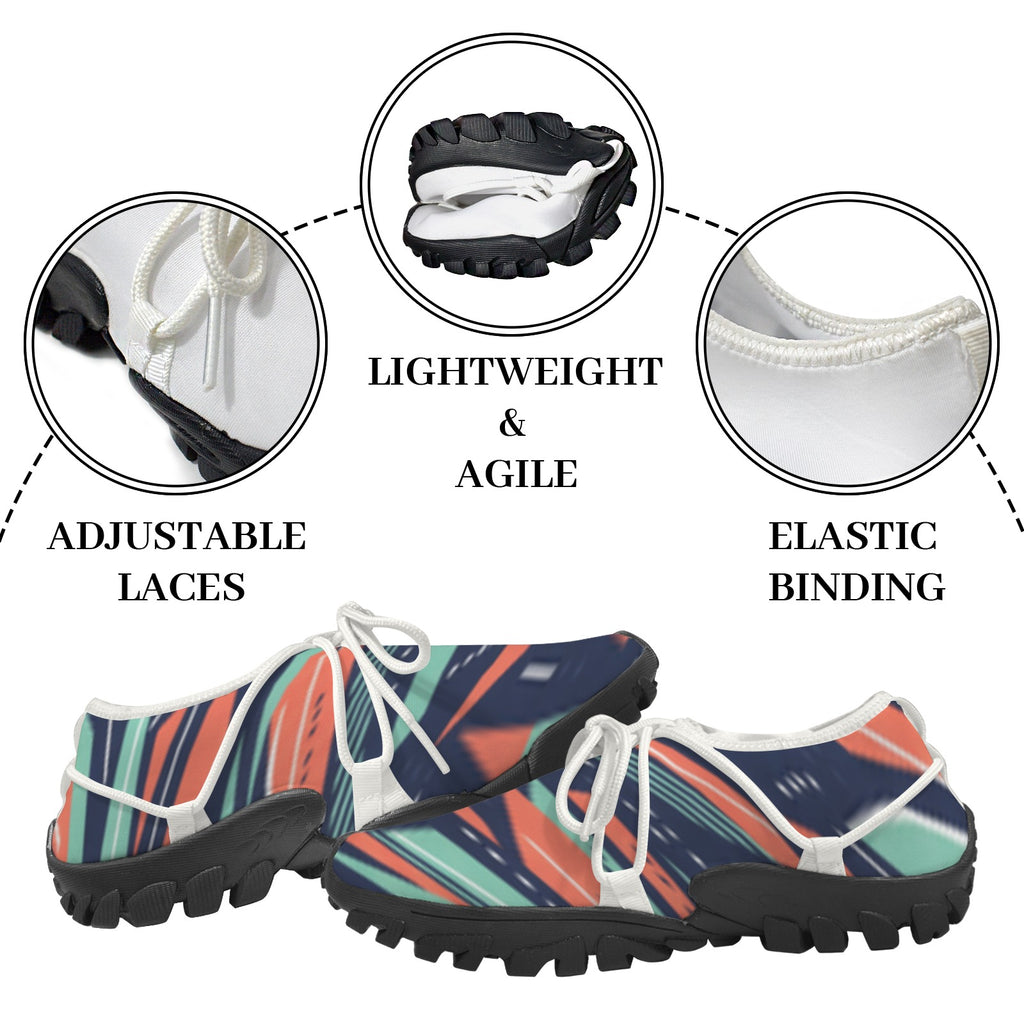 Women's Custom Print Fitness Shoes with Shoelaces – (White)