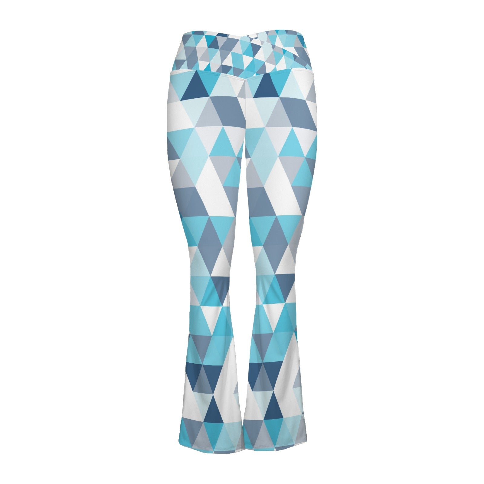 Women's V-Crossover High Waisted Flare Leggings Abstract Seamless pattern of triangles.