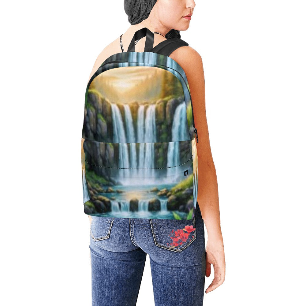 Sunset Waterfall Unisex Nylon Backpack (Model 1673)