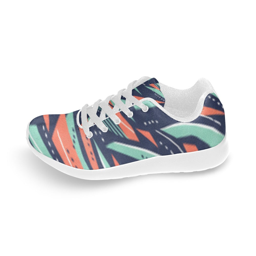 Vibrant Abstract Pattern Women's Lightweight Sneakers –  (White)