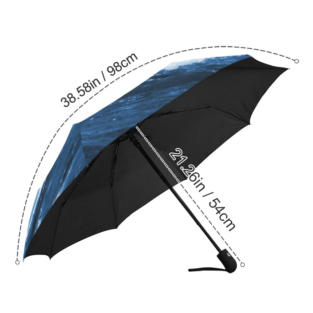 Image of Night Stormy Sea with  Big Waves and lightning Anti-UV Auto-Foldable Umbrella (Model U09)