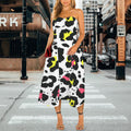 Women's Strapless Waist-Cinched Flowy Maxi Dress
