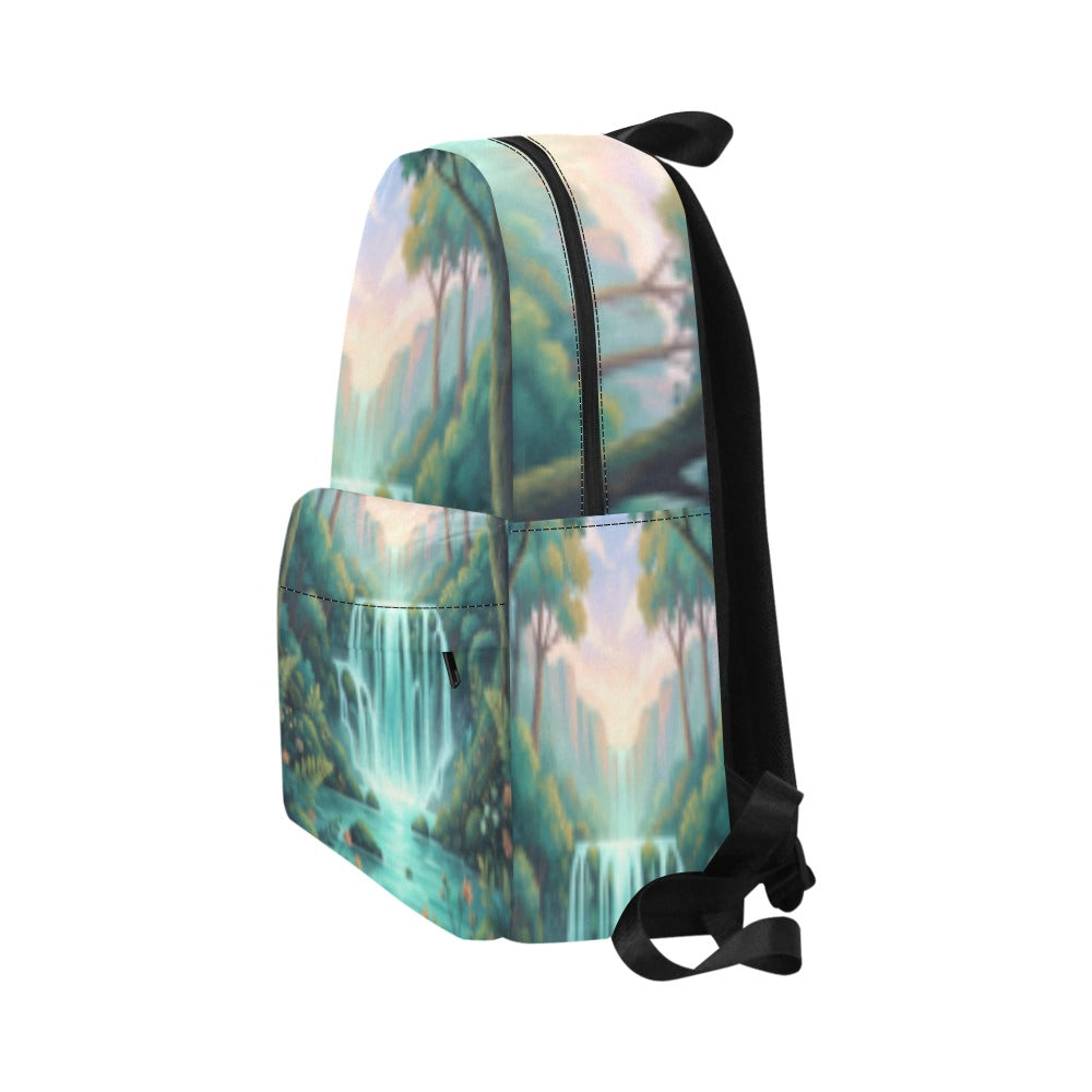 Forest Waterfall Unisex Nylon Backpack (Model 1673)