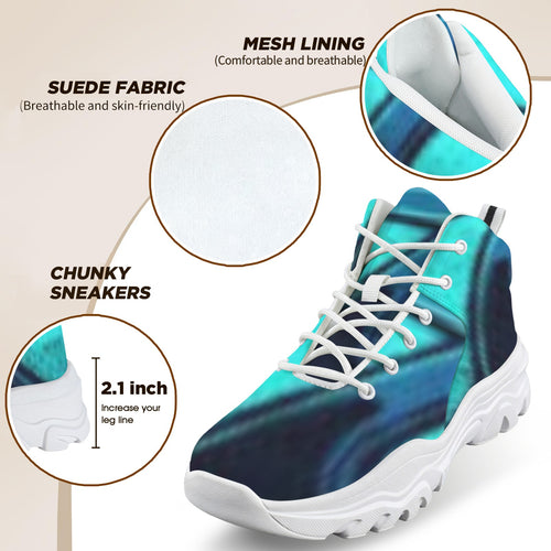 Cyan Agate Women's High-Top Outdoor Chunky Sneakers