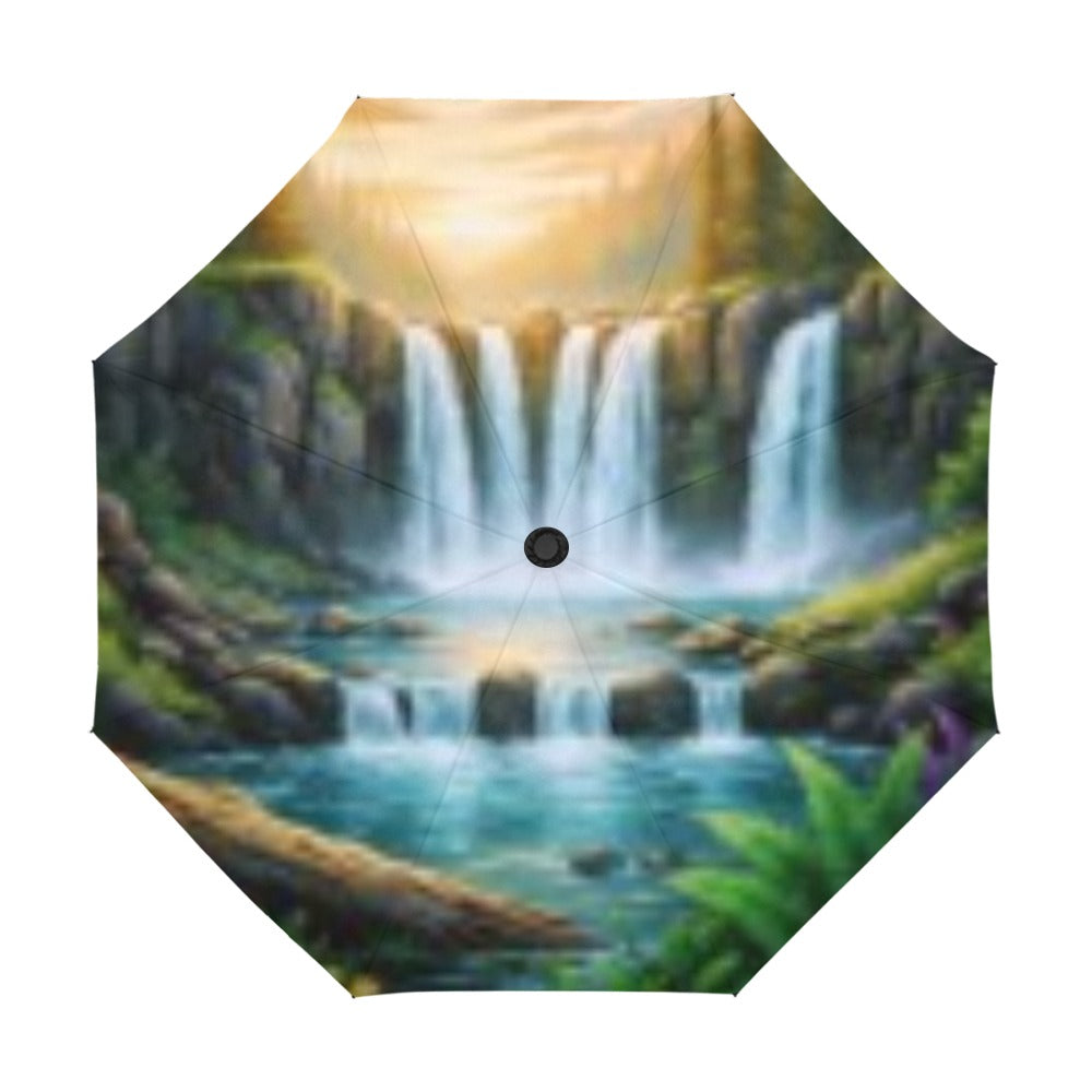 Sunset Waterfall Anti-UV Auto-Foldable Umbrella (Model U09)
