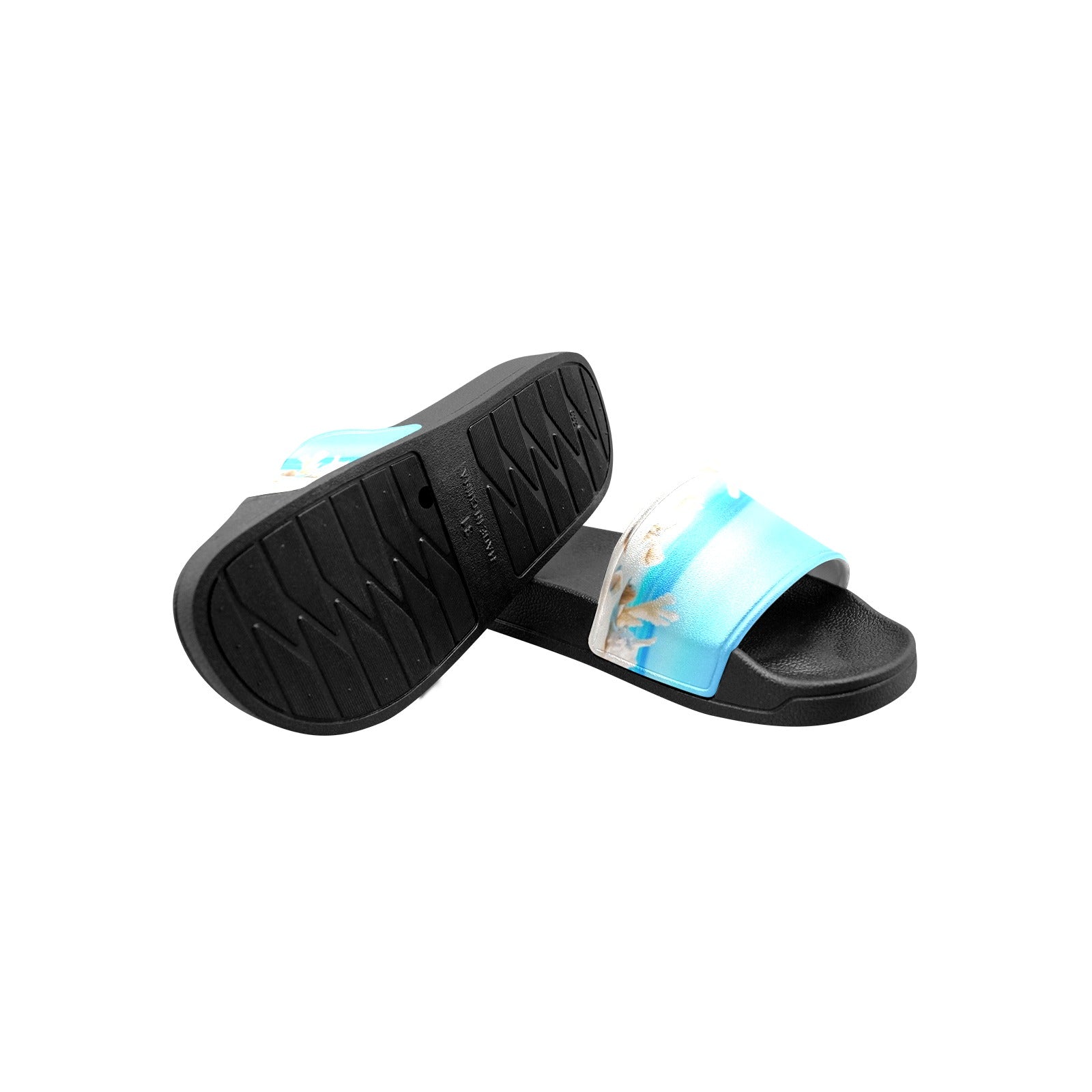 Kid's Landscape with Seashells on Tropical Beach -Slide Sandals(Model 057)