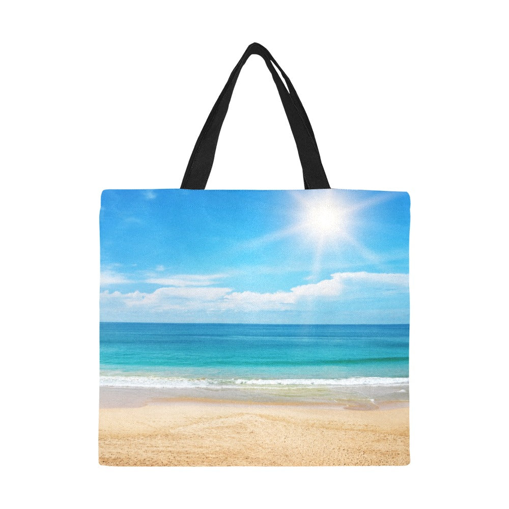 Beautiful Seascape and Sun on blue Tote Bag (Model1699)(Large)