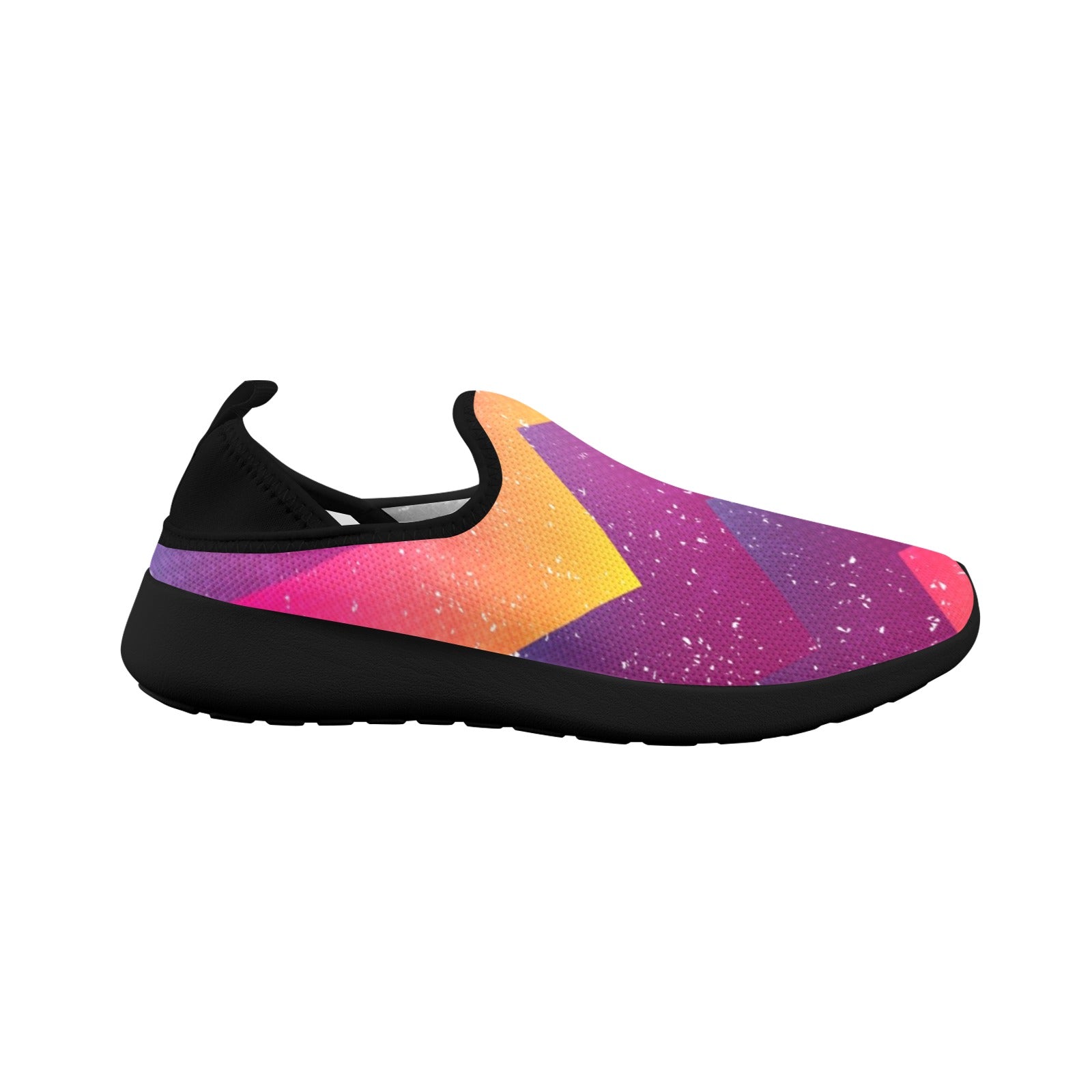 Bright Geometric Seamless Pattern Fly Weave Sneakers Drop-in-Heel for Women(Model 02002)