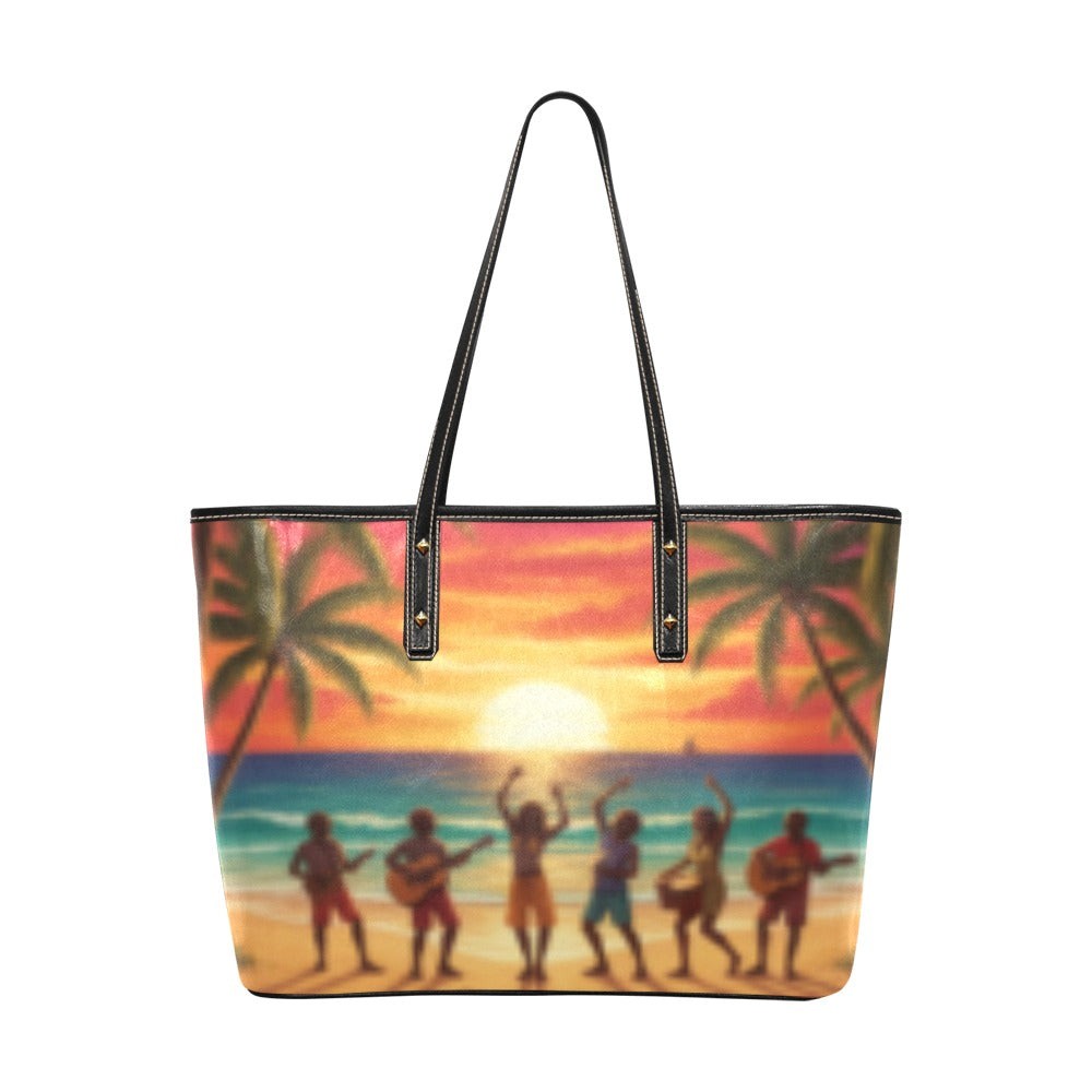 Reggae Beach Hand bag PU Leather Tote Bag(Model1709)