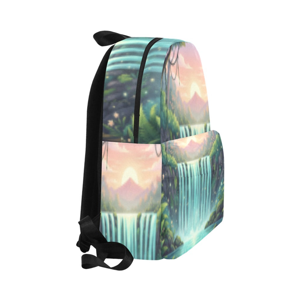 Waterfall forest Unisex Nylon Backpack (Model 1673)