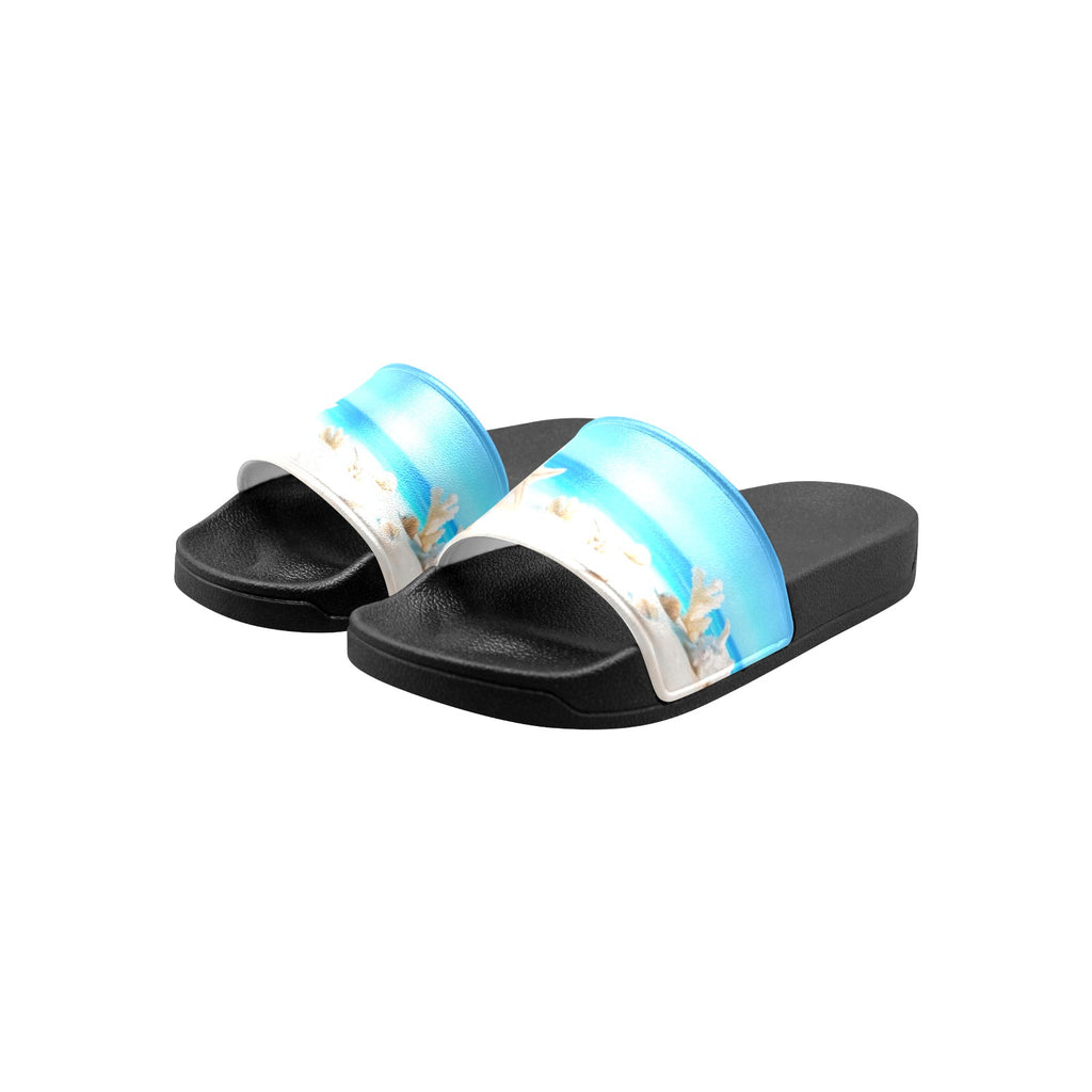 Kid's Landscape with Seashells on Tropical Beach -Slide Sandals(Model 057)