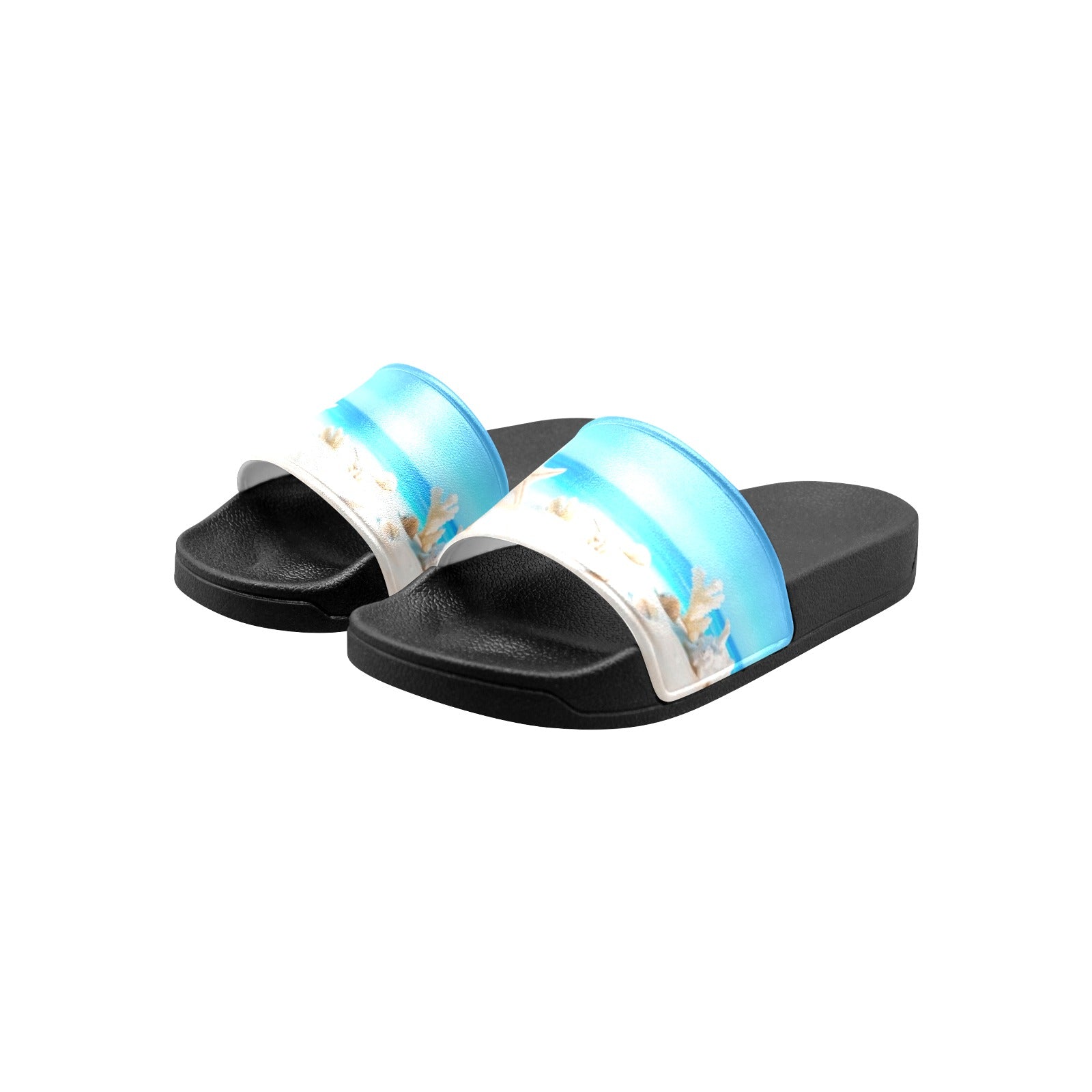 Kid's Landscape with Seashells on Tropical Beach -Slide Sandals(Model 057)