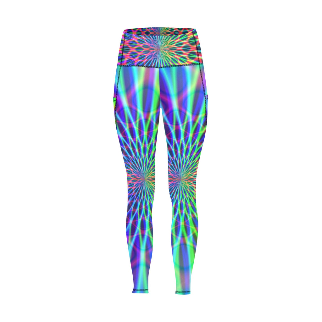 Women's Abstract Rainbow High Waist Leggings with Pockets (ModelL56)