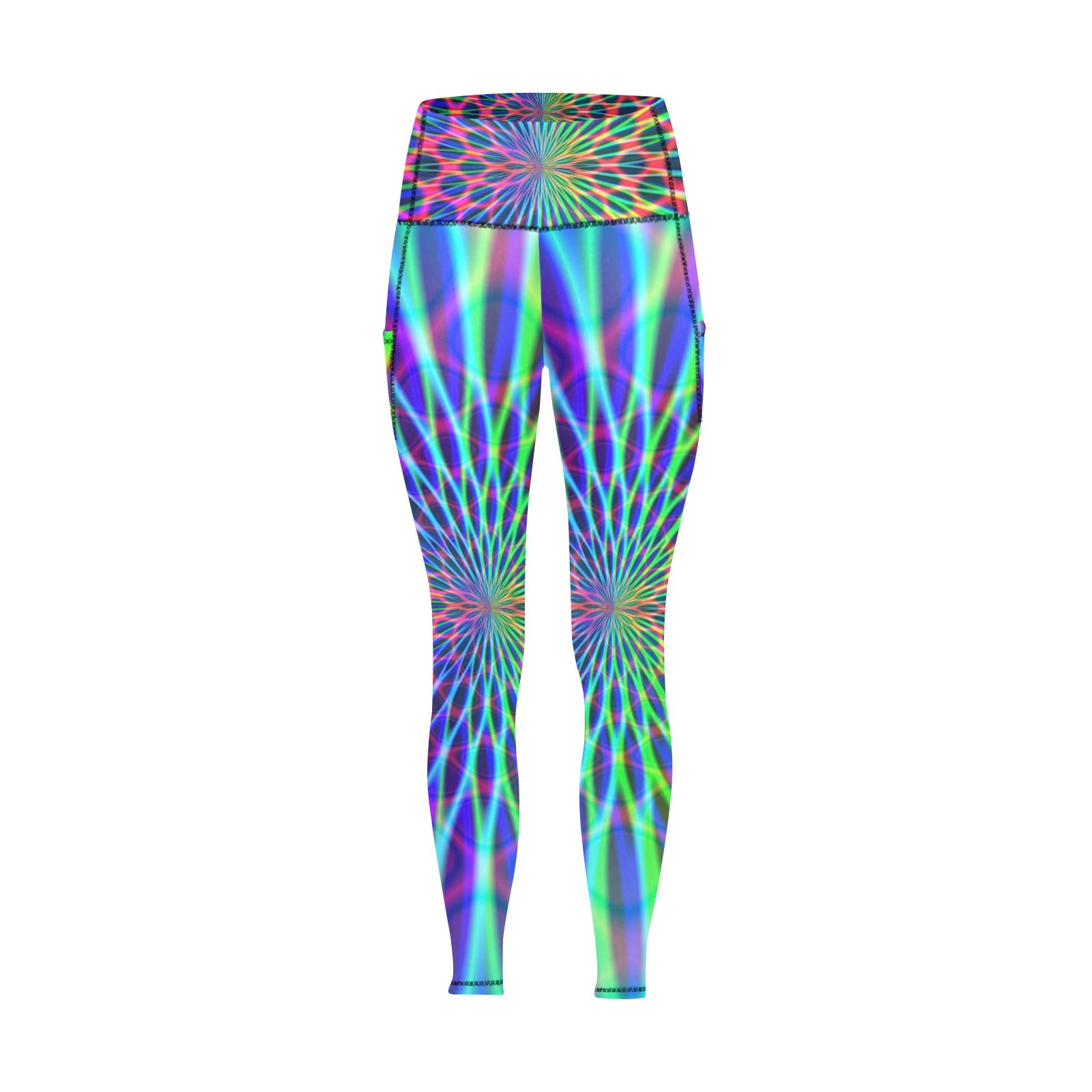 Women's Abstract Rainbow High Waist Leggings with Pockets (ModelL56)