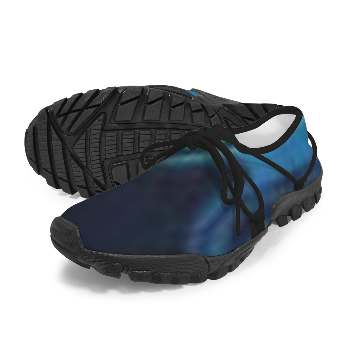 Women's Custom Print Fitness Shoes with Shoelaces –  (Black)