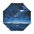 Image of Night Stormy Sea with  Big Waves and lightning Anti-UV Auto-Foldable Umbrella (Model U09)