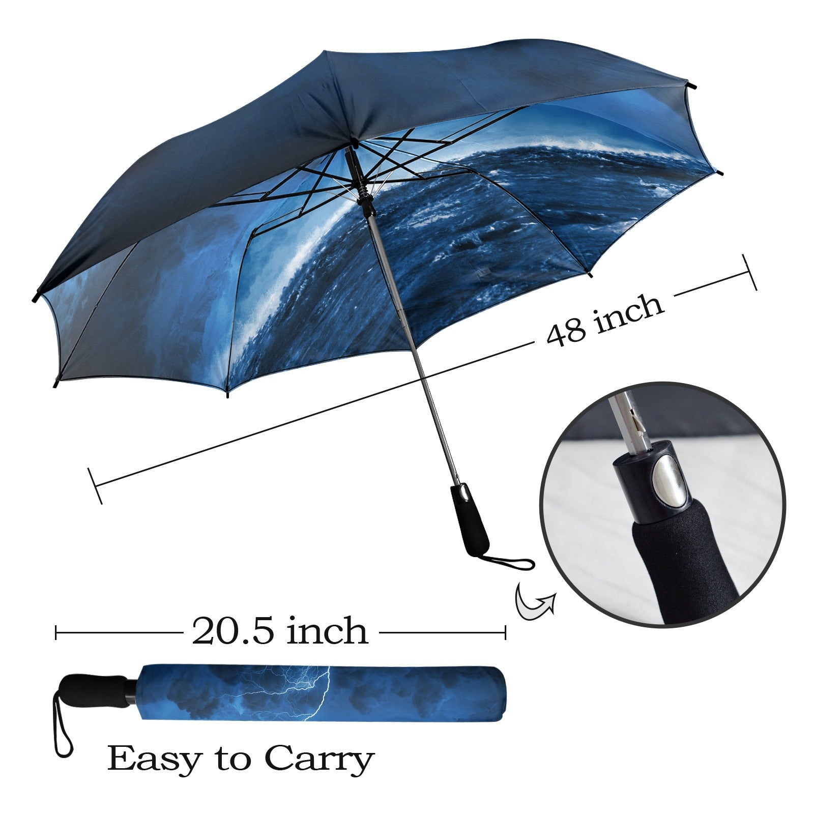 Semi-Automatic Foldable Stormy Weather Umbrella (Model U12)