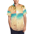 Sunset Palm Men's Short Sleeve Shirt With Lapel Collar (Model T54)