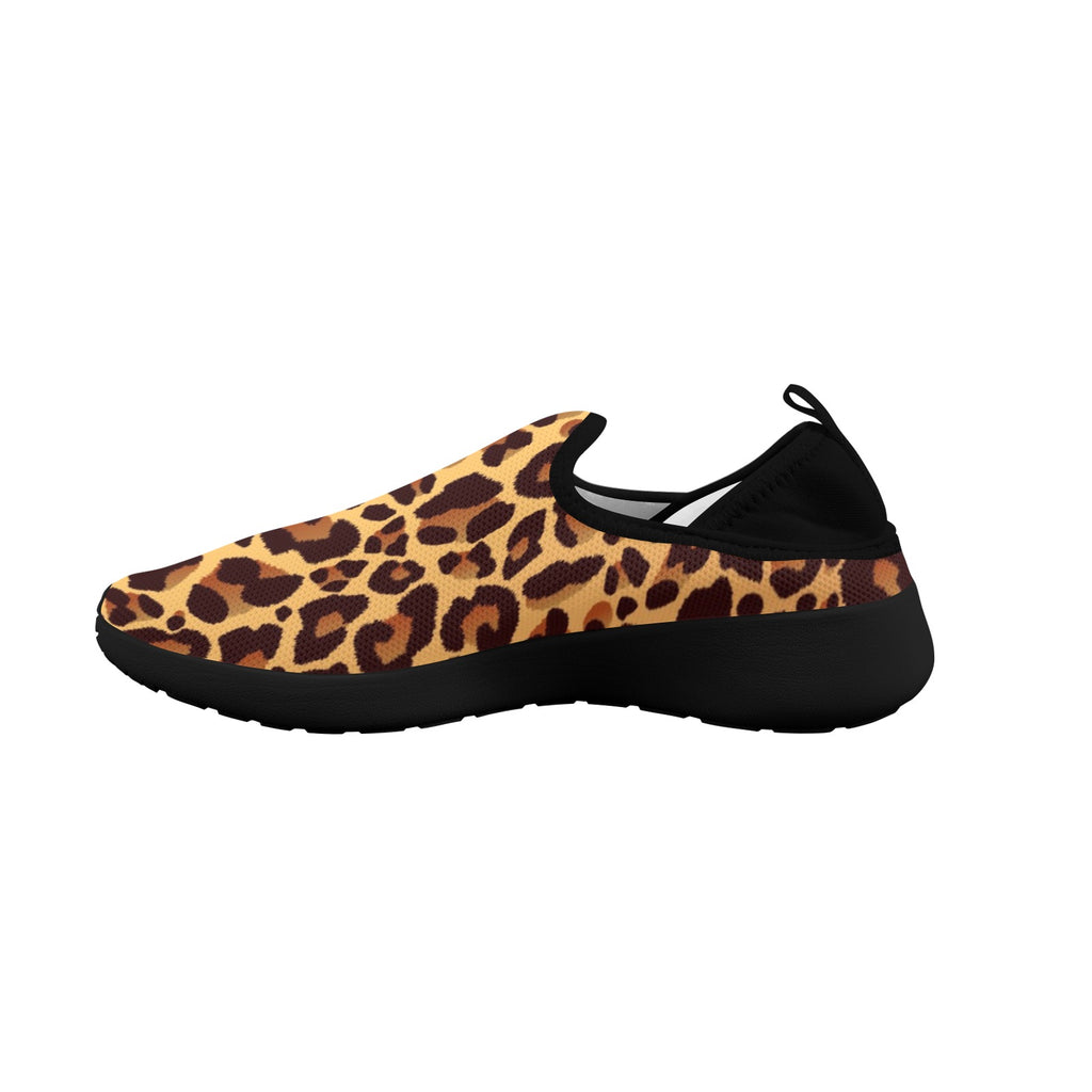 Leopard Fly Weave Sneakers Drop-in-Heel for Women(Model 02002)