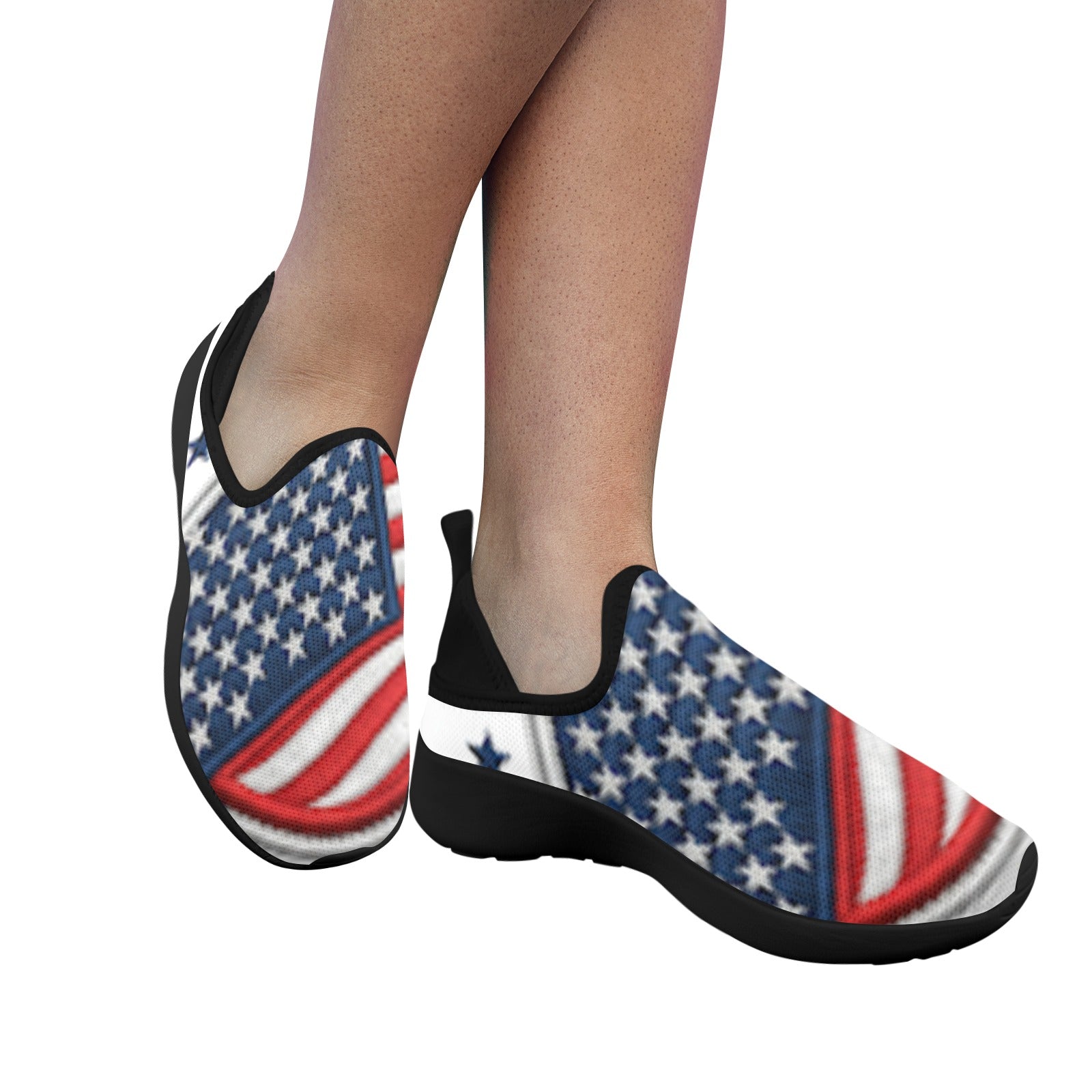 USA Flag Fly Weave Sneakers Drop-in-Heel for Women(Model 02002)