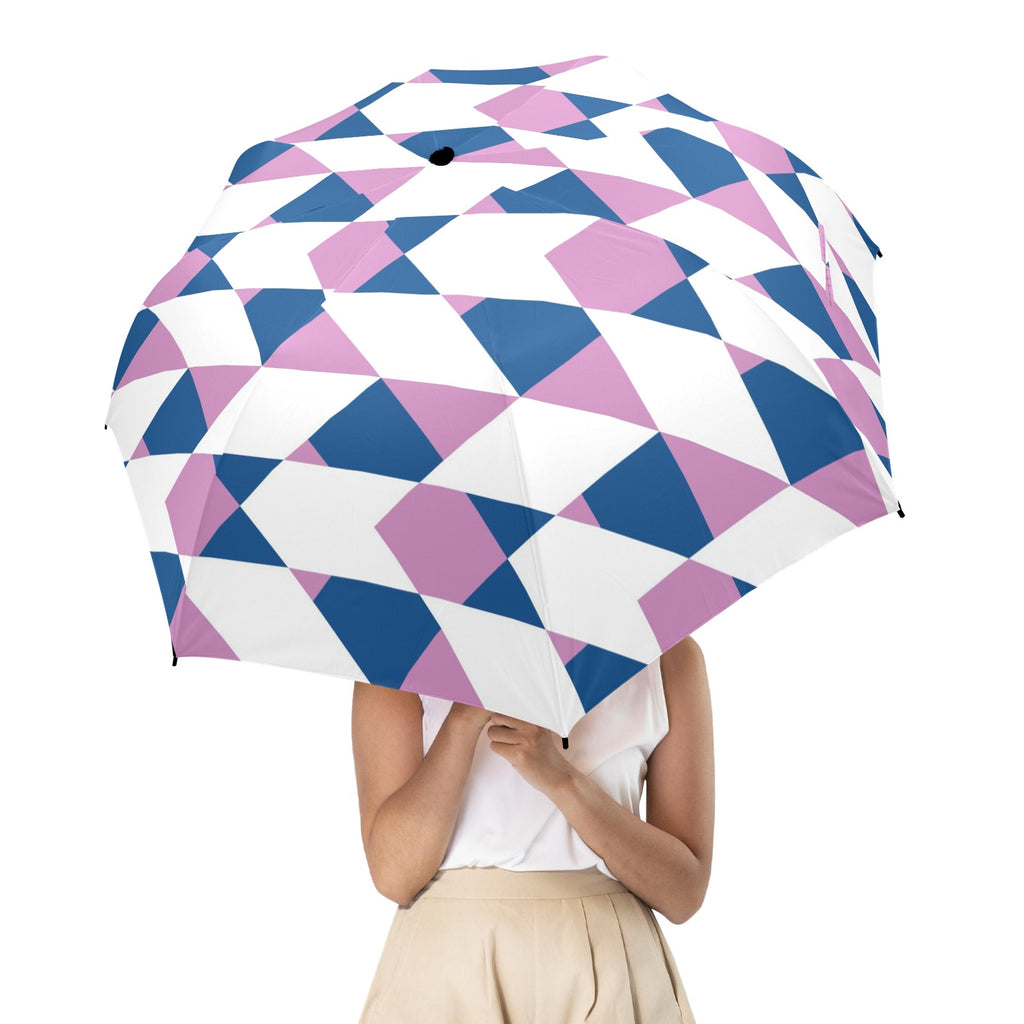 Plaid Pattern Umbrella Semi-Automatic Foldable Umbrella (Model U12)