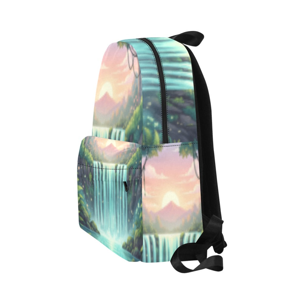 Waterfall forest Unisex Nylon Backpack (Model 1673)