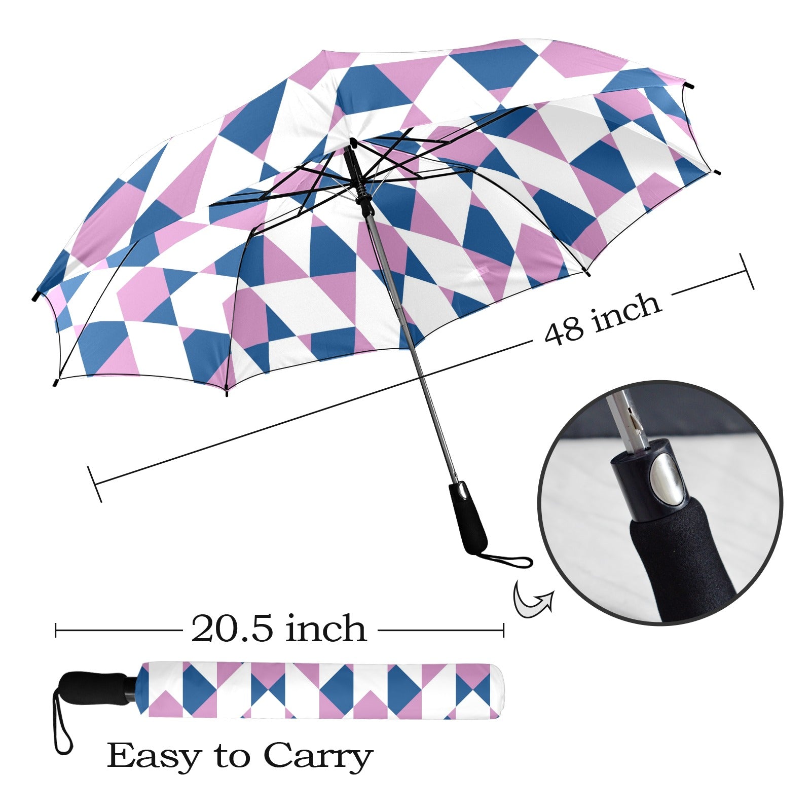 Plaid Pattern Umbrella Semi-Automatic Foldable Umbrella (Model U12)