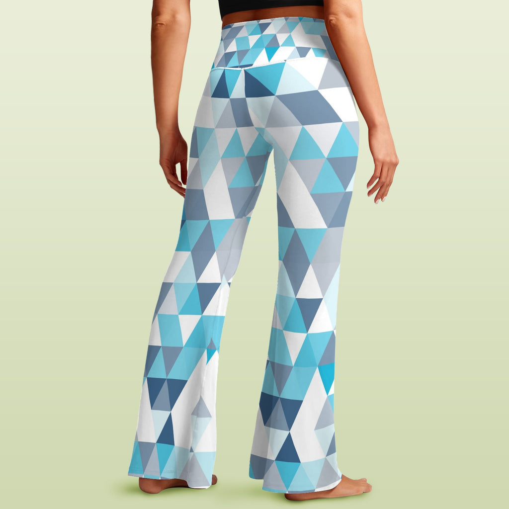 Women's V-Crossover High Waisted Flare Leggings Abstract Seamless pattern of triangles.