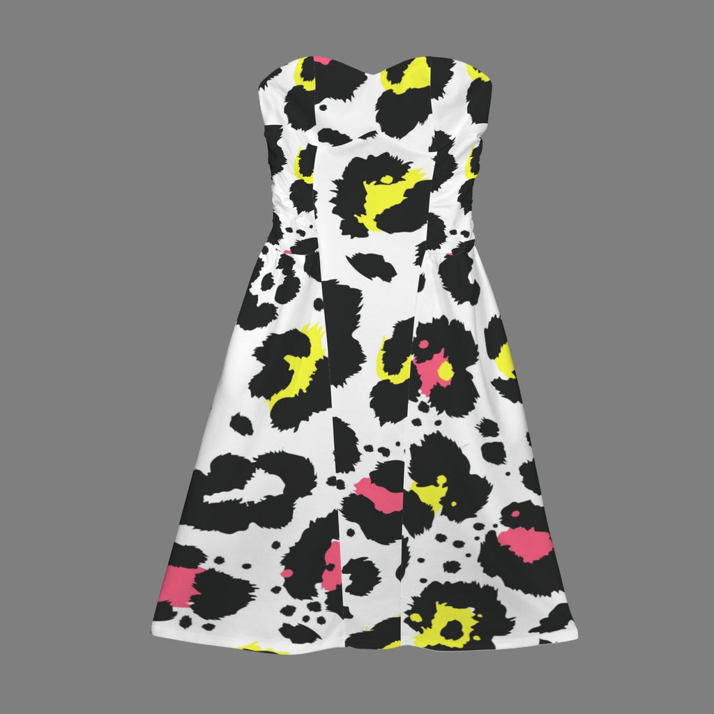 Women's Strapless Waist-Cinched Flowy Maxi Dress