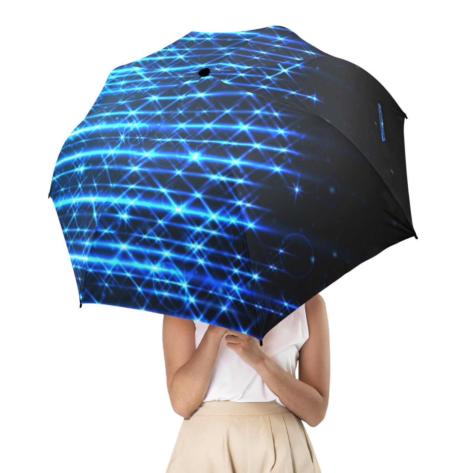Bright Neon Stripes of Light  Semi-Automatic Foldable Umbrella (Model U12)