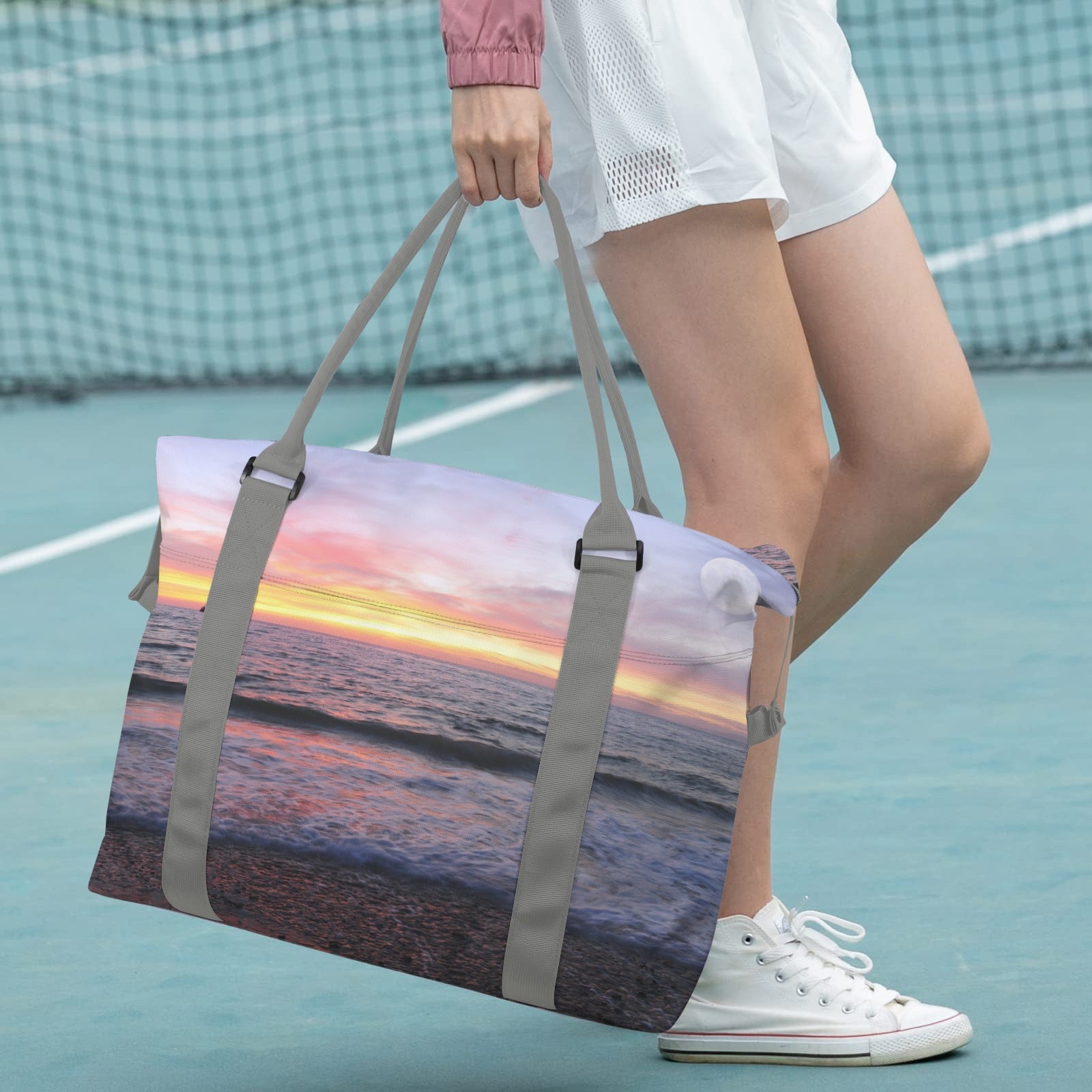 Tropical Sunset-Sea Ocean Large Travel Bag with Trolley Sleeve (Model 1715)