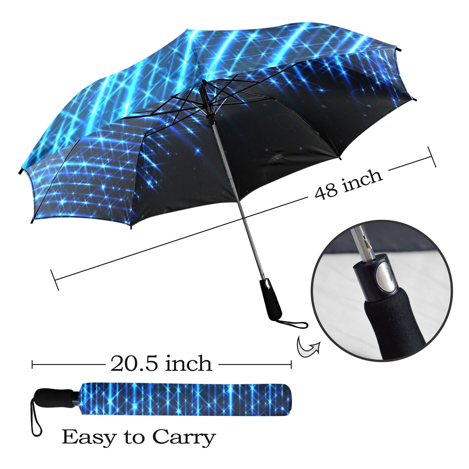 Bright Neon Stripes of Light  Semi-Automatic Foldable Umbrella (Model U12)