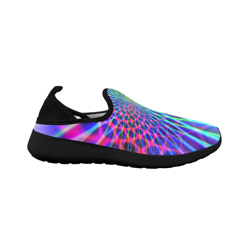 Colorful Dazzling Design Fly Weave Sneakers Drop-in-Heel for Women(Model 02002)
