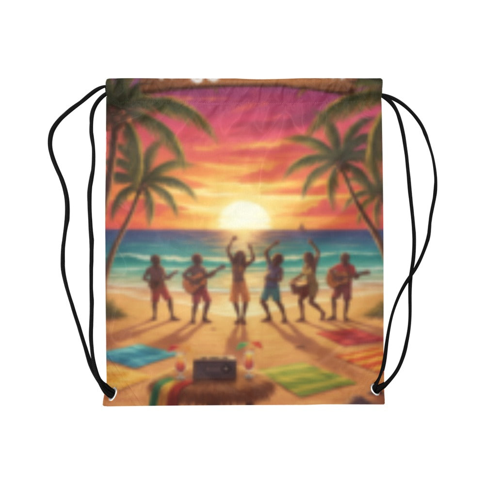 Reggae Beach Drawstring Bag (Model 1604) (Large)