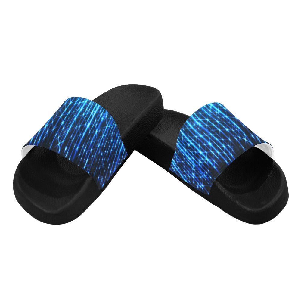 Women's Bright Neon Stripes of Light Slide Sandals(M057)