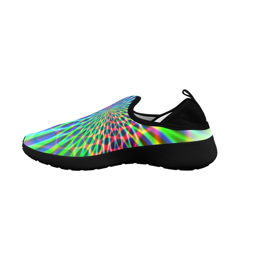 Colorful Dazzling Design Fly Weave Sneakers Drop-in-Heel for Women(Model 02002)