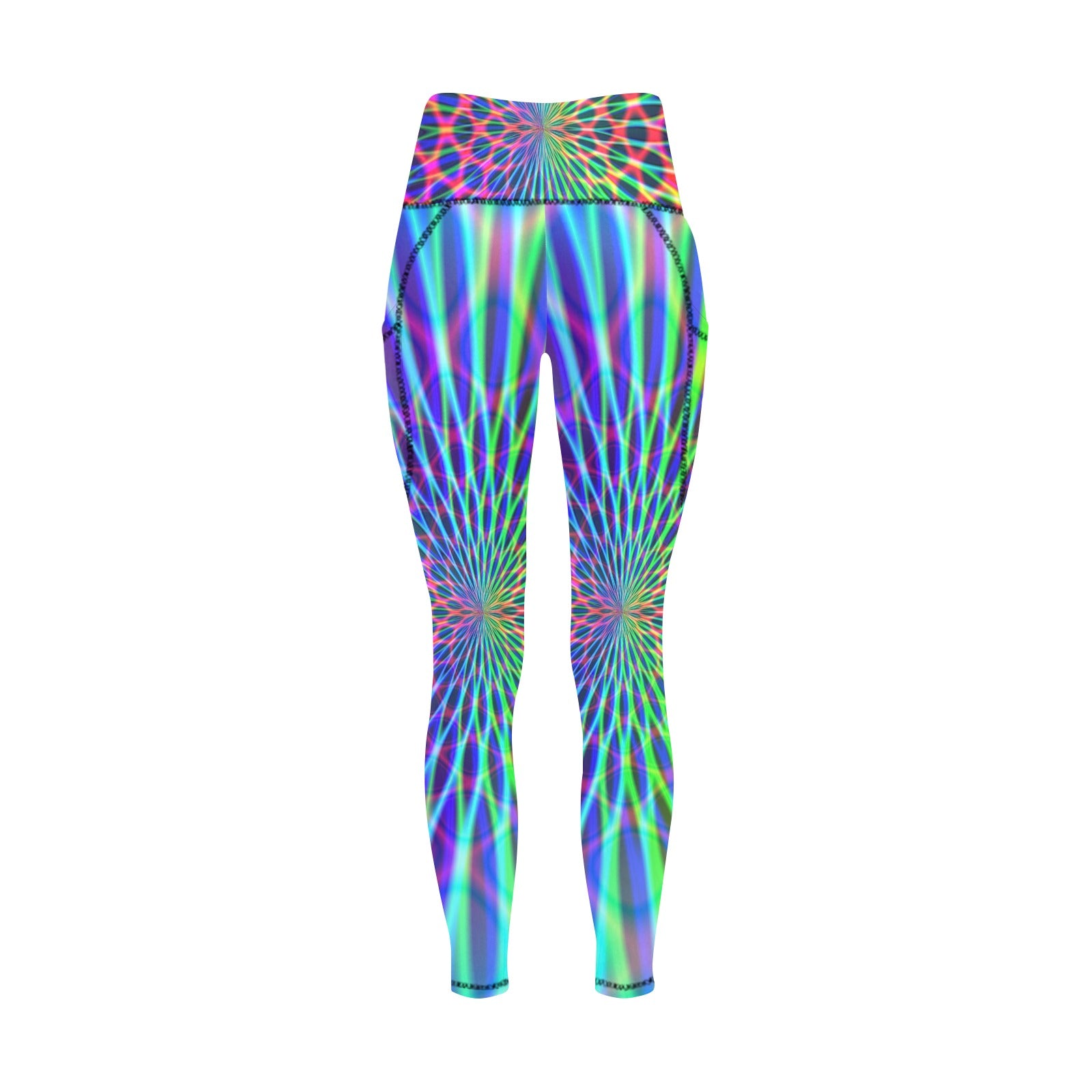 Women's Abstract Rainbow High Waist Leggings with Pockets (ModelL56)