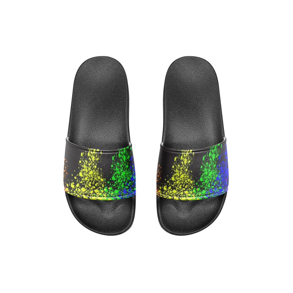 Kids Abstract Rainbow Art Slide Sandals(Model 057)