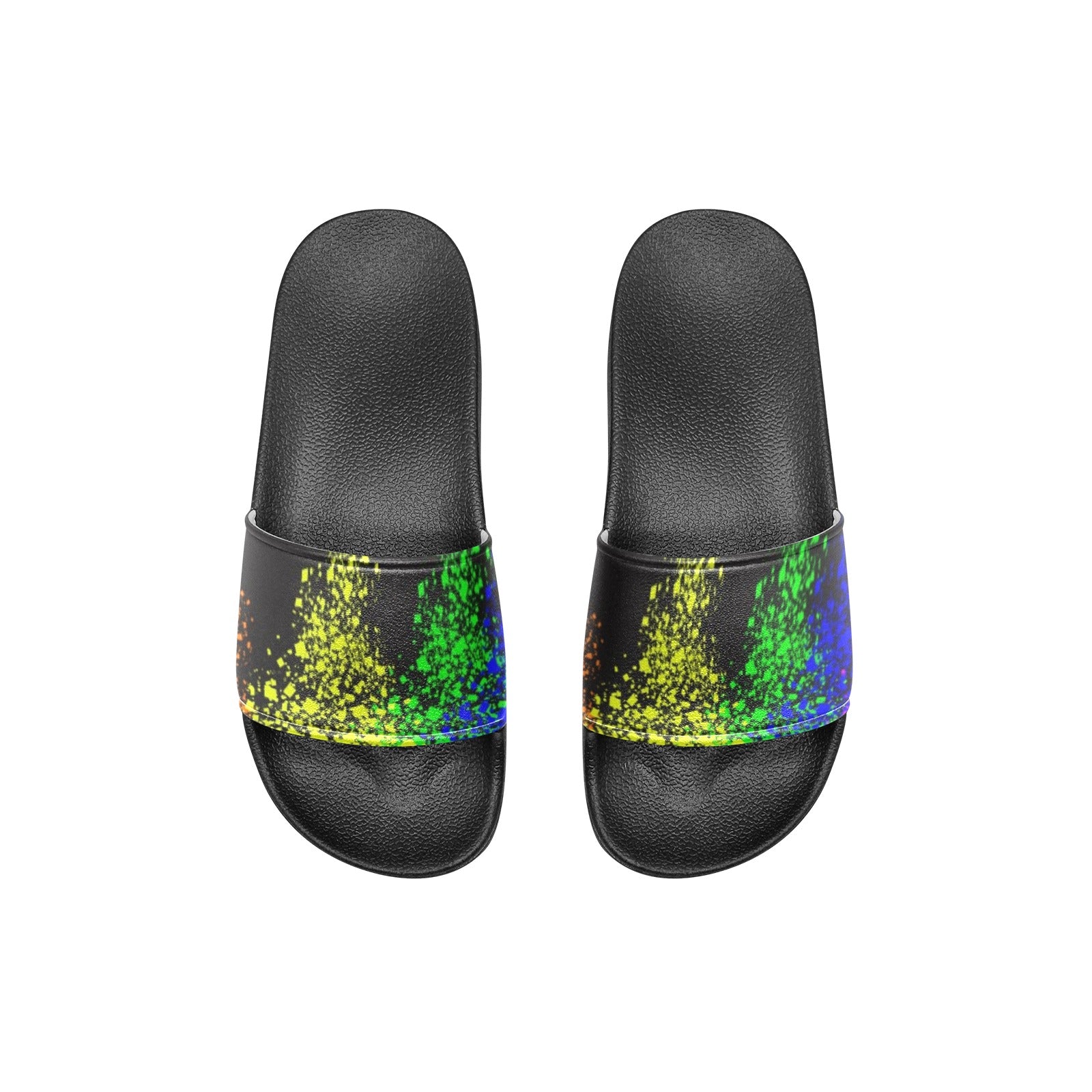 Kids Abstract Rainbow Art Slide Sandals(Model 057)