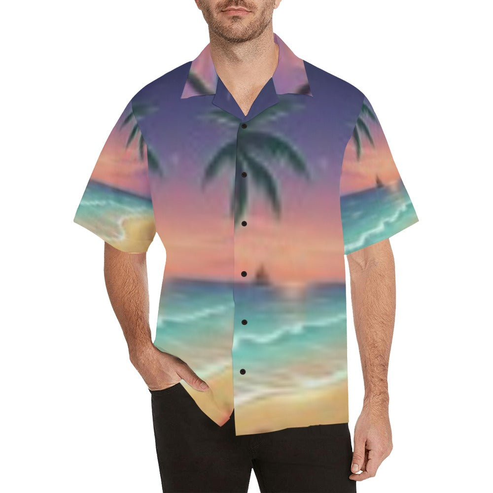 Sunset  Beach Men's Hawaiian Shirt (Model T58)